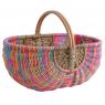 Multicolored rattan and seagrass baskets with handle
