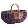 Multicolored rattan and seagrass baskets with handle