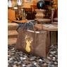 Brown plastic-coated jute log bag with deer