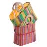 Raffia matting and wood children's bag