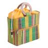 Raffia matting and wood children's bag