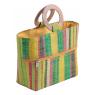 Raffia matting and wood children's bag