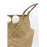 Round natural rush bag with pompoms