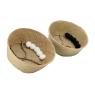Round natural rush bag with pompoms