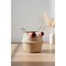 Panier boule en jonc naturel avec pompons