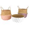 Panier boule en jonc naturel et laqué Pois