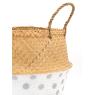 Panier boule en jonc naturel et laqué Pois