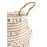 Panier boule en jonc et papier Pompons