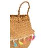 Panier boule en jonc naturel et coton Pompons