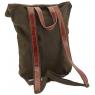 Cotton and leather back bag Army