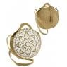 Round natural and stained jute handbag Mandala