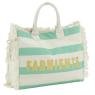 Cotton handbag with stripes