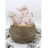 Panier boule en jonc teinté