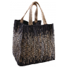 Sac de rangement en jute et cuir