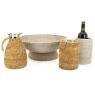 Flask in steel and rattan