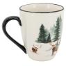 Set of 6 mugs with deer and pine tree design