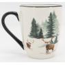 Set of 6 mugs with deer and pine tree design