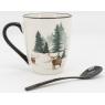 Set of 6 mugs with deer and pine tree design