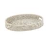 Oval white washed rattan tray