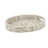 Oval white washed rattan tray