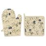 Set of oven mitt and pot holder made of cotton