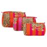 Lot de 3 trousses oranges et roses