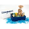 Boite cadeau bleue et blanche