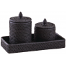 Set lacquered rattan bath tray and bath containers