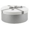 Grey cardboard round box with knot