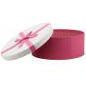 Pink cardboard round box with knot