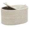 Oval double tissue rattan roll box 