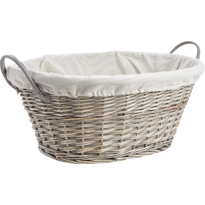 Corbeille à Linge En Osier Fendu - Format Rectangulaire (60x45x26 Cm), Anses, Style Naturel - Pour Buanderie Ou Salle De Bain