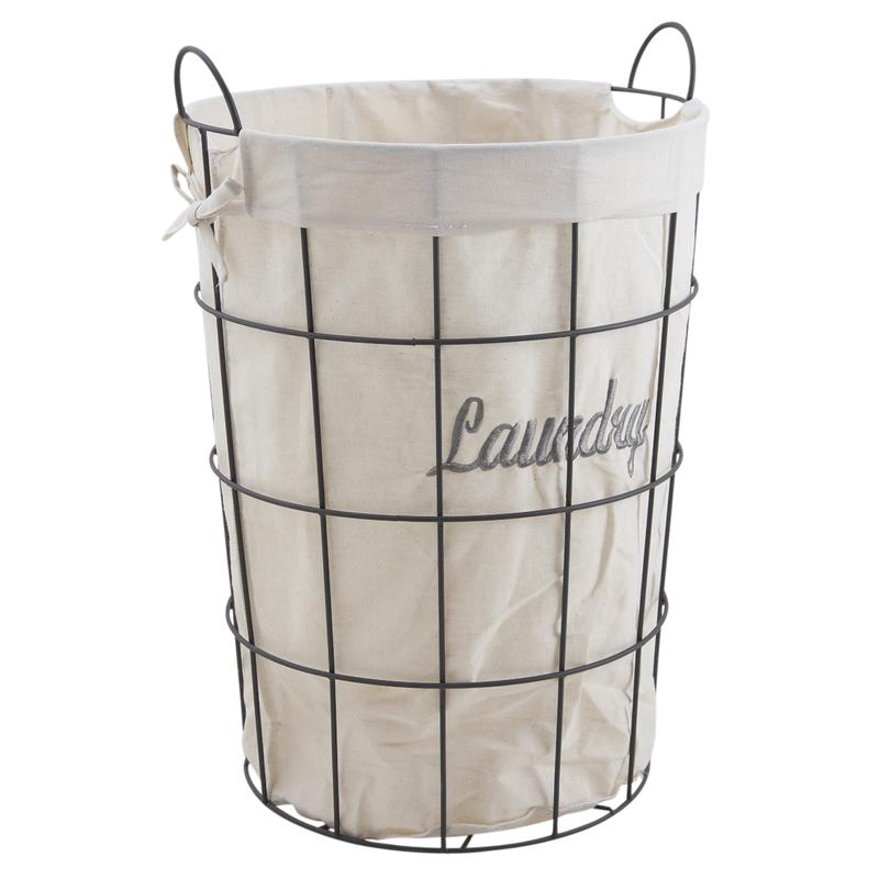 Panier à linge en métal gris et coton KLI3190C AubryGaspard