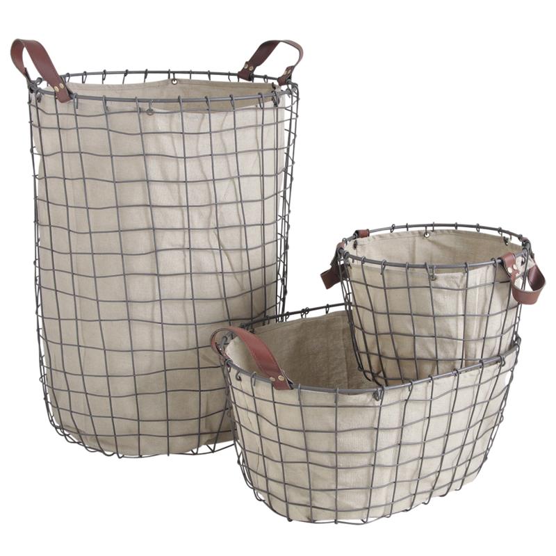 Panier à linge + 2 corbeilles en métal KLI325SJ AubryGaspard