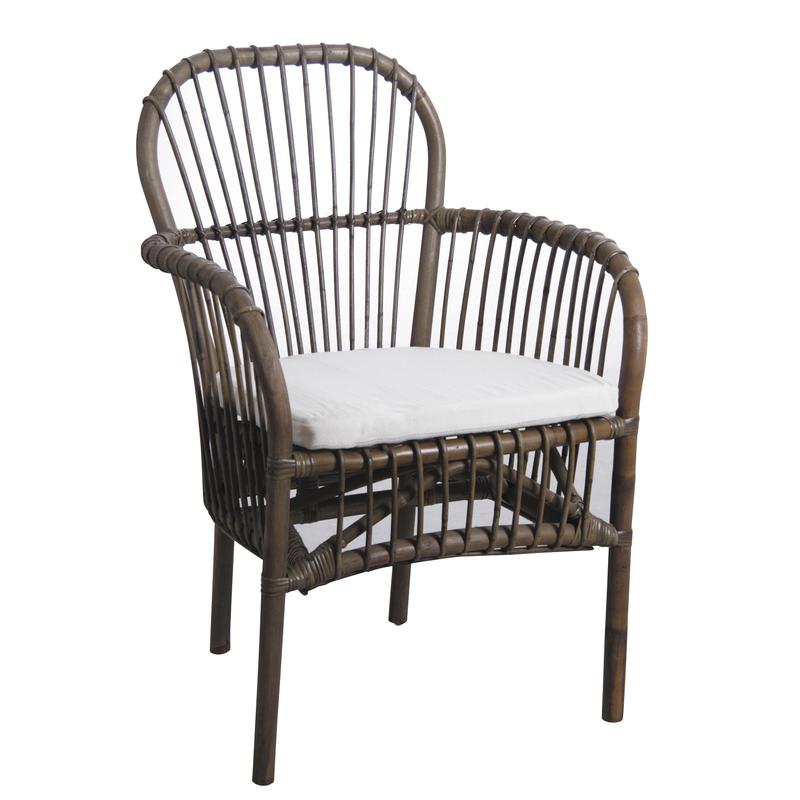 Grey rattan armchair with cushion MFA2780C Aubry Gaspard