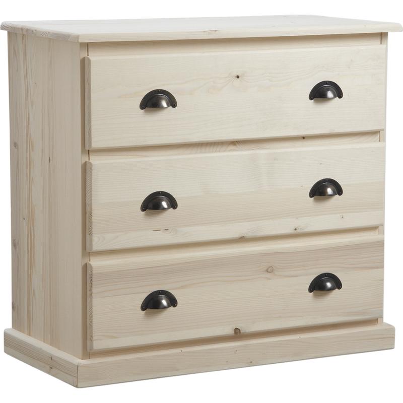 Raw wood chest with 3 drawers NCM2600 Aubry Gaspard