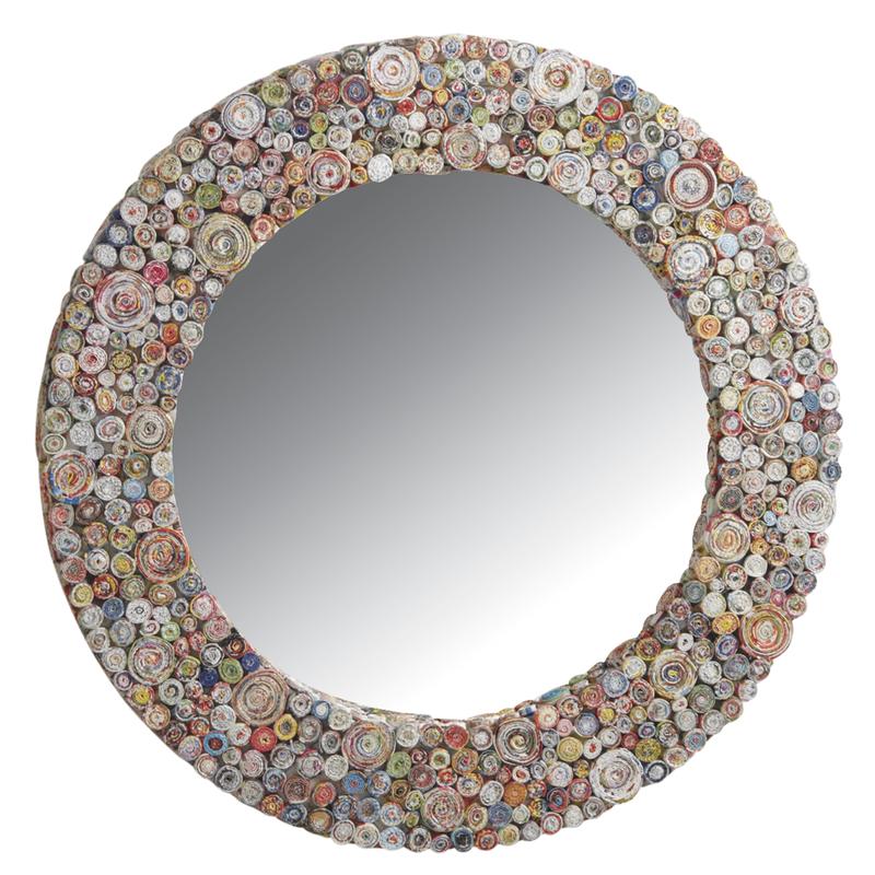 Handcrafted Recycled Paper Circular Mirror