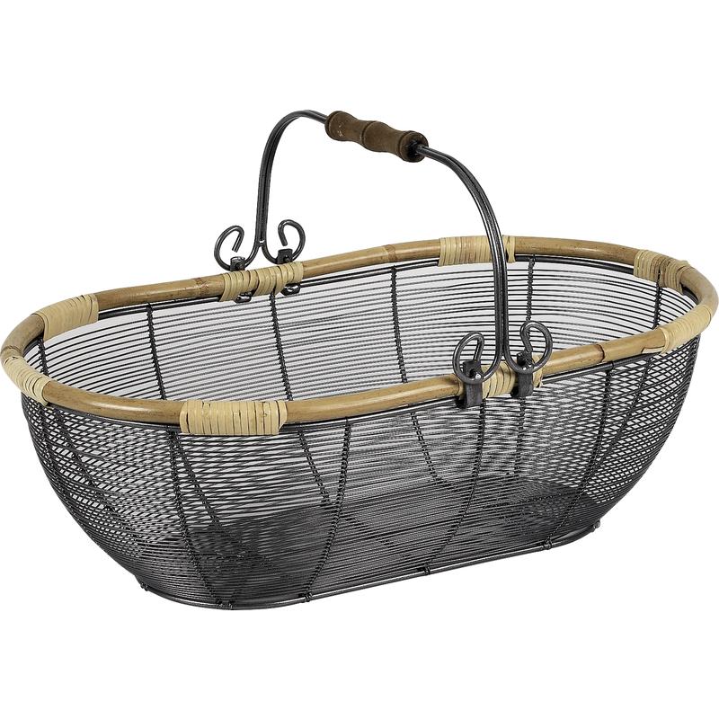 Metal and rattan basket with handle PME1151 AubryGaspard