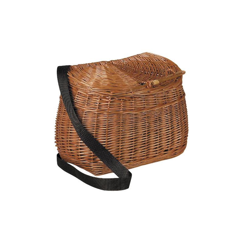 Ancien Panier De Pêche Créel En Osier Et Cuir - Vintage