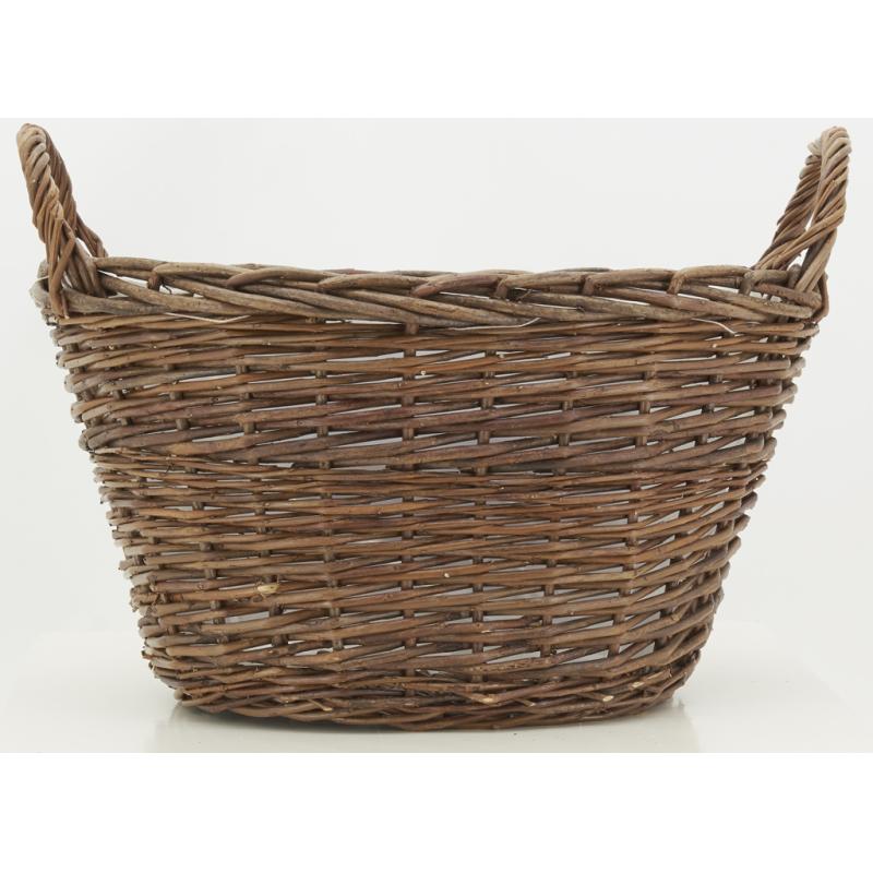 Panier En Osier Avec Anse - Corbeille De Rangement Pour Fruits, Légumes, Fleurs Ou Décoration (28x24x23 Cm)
