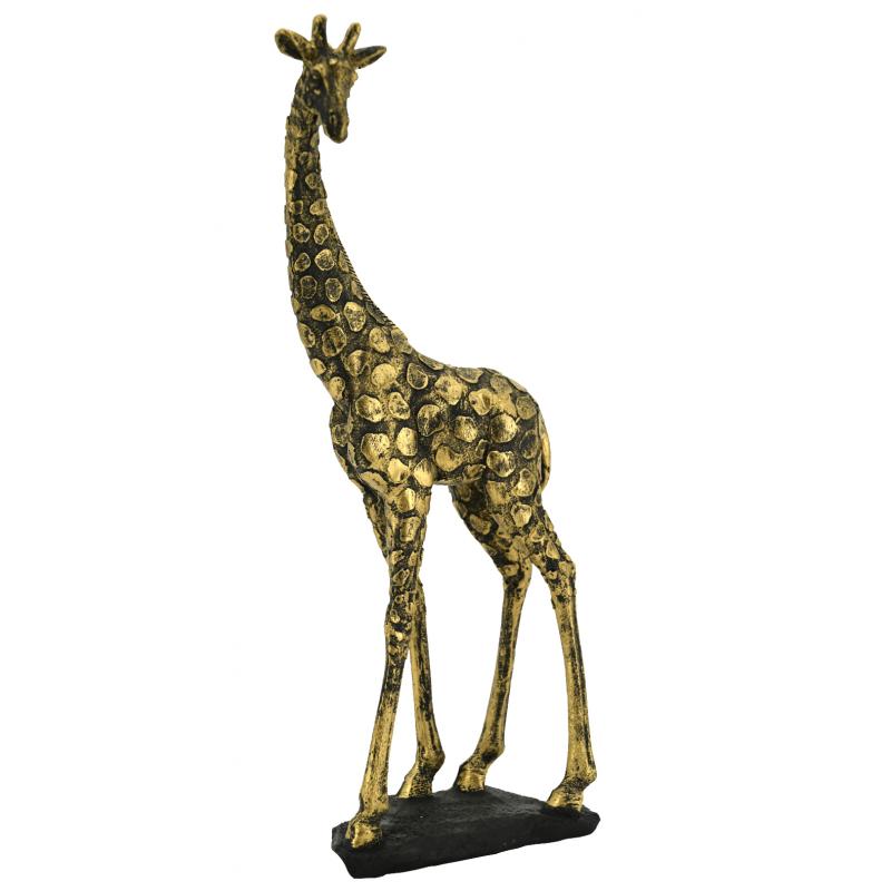 Statue Girafe couple, Résine reflets dorés - Déco Animale