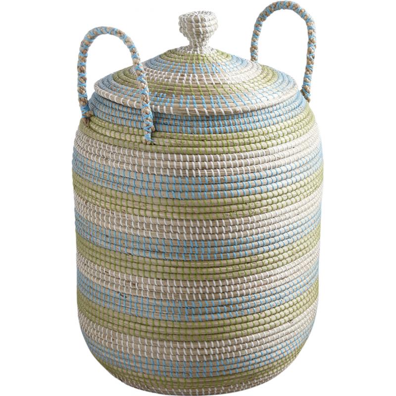 Panier à Plantes En Jonc De Mer Naturel 40cm - Avec Film Intérieur Et Poignées De Transport