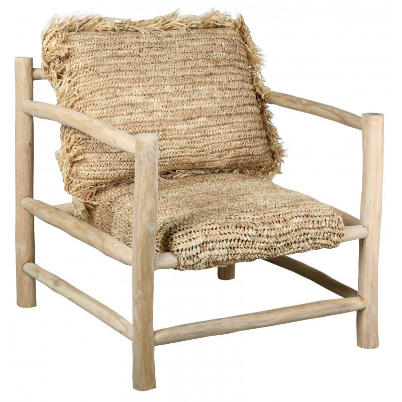 Fauteuil design en teck et sisal  MFA3300C  Aubry Gaspard