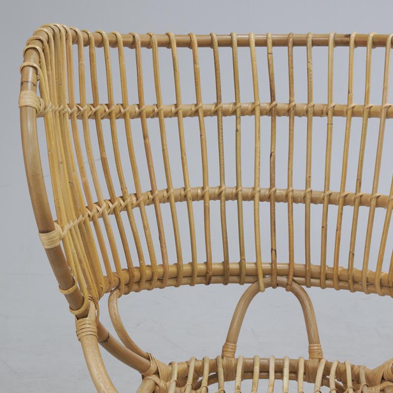 Fauteuil En Rotin Naturel Aubry Gaspard - Dossier Haut, Accoudoirs, 54x58x102 Cm, Pour Intérieur/Extérieur