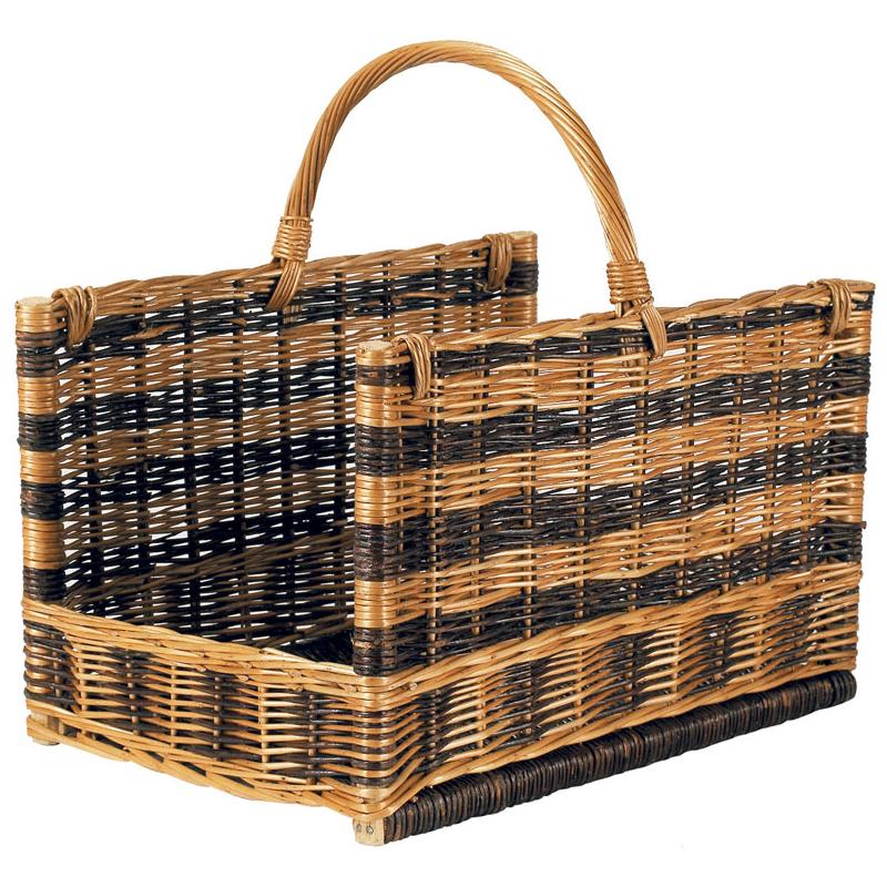 Panier à bois traditionnel osier blanc