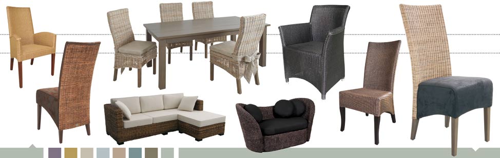 Meubles en rotin, teck, bambou