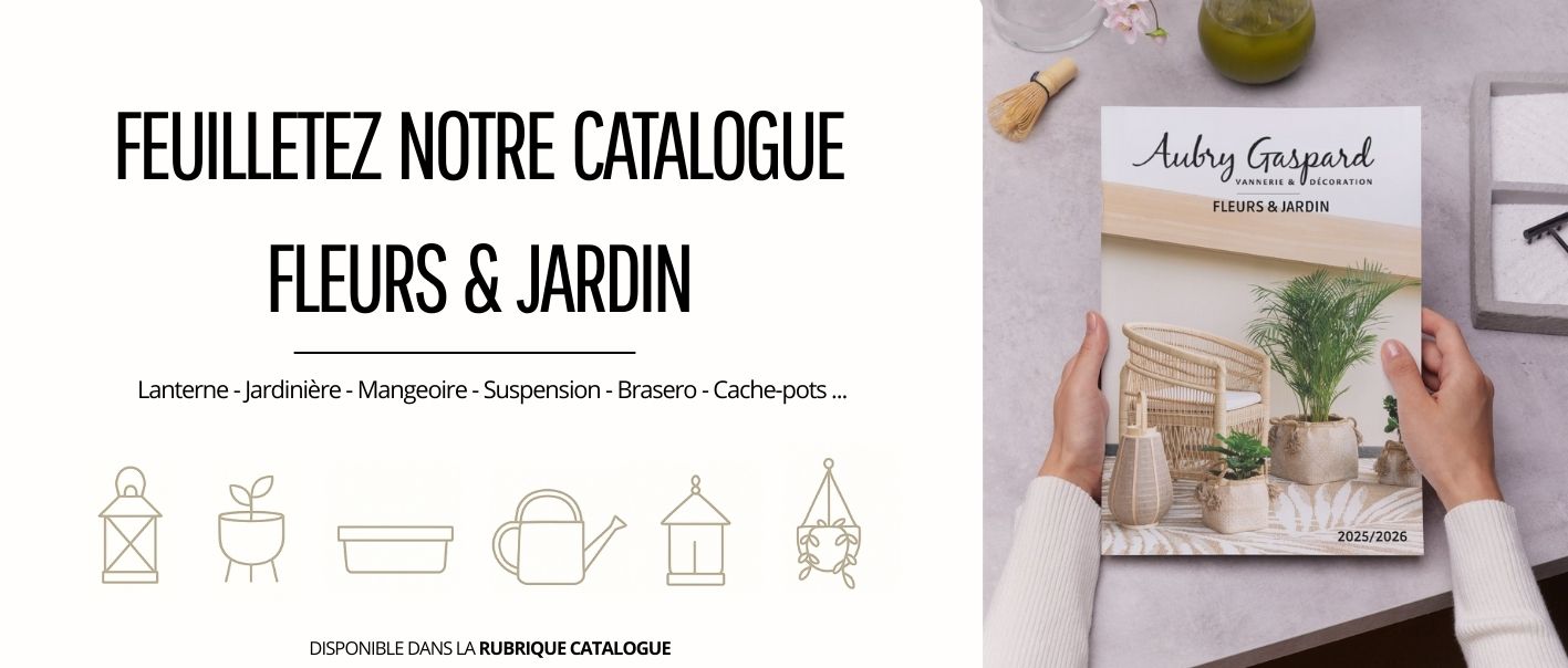 Découvrez notre catalogue Fleur & Jardin 2025 : pots, cache-pots, jardinières, accessoires de plantation et décorations extérieures pour embellir vos espaces verts.
