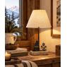 Paulownia wood, metal and cotton table lamp